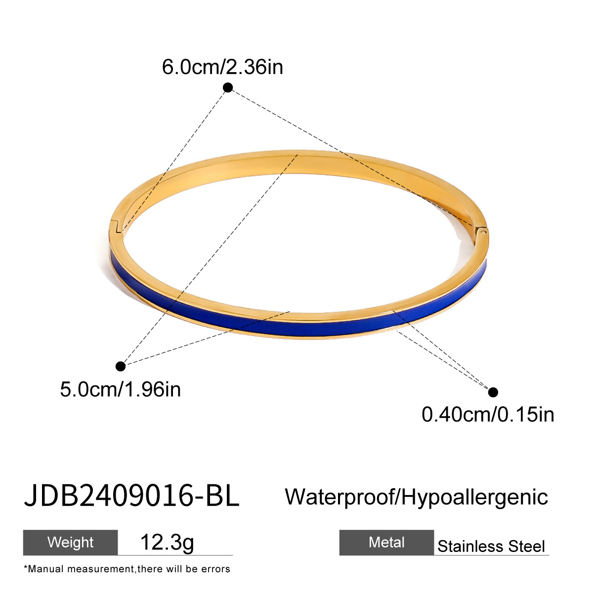 1 Piece Simple Series Drop Oil Round Stainless Steel 18K Gold Color Plated Women's Bangles h5 